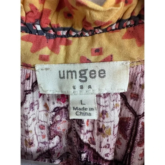 Umgee Daydream Believer Bell Sleeve Boho Paisley Blouse Top Size Large - Picture 4 of 7